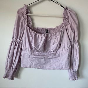Pastel Purple Puffy Shoulder Sweet Heart Top